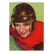 Vintage Retro Women Football Gridiron Girl Card