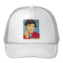 Vintage Retro Women Japan Advertisment Telephone Hats