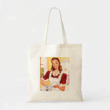 Vintage Retro Women Kitsch 50s Kitchen Magic Tote Bag