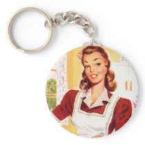 Vintage Retro Women Kitsch 50s Kitchen Magic Key Chain