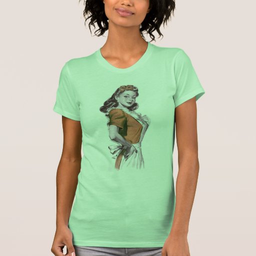 Vintage Retro Women Kitsch Happy Housewife Tshirt