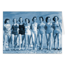 Vintage Retro Women Kitsch Surfing Beach Nuts Card