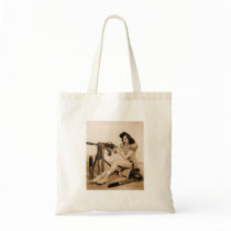 Vintage Retro Women Machine Gunner Girl Canvas Bags
