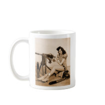 Vintage Retro Women Machine Gunner Girl Mug