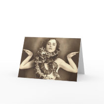 Vintage Retro Women Sideshow Snake Charmer Card