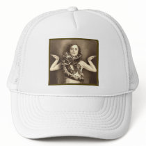 Vintage Retro Women Sideshow Snake Charmer Trucker Hat