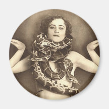 Vintage Retro Women Sideshow Snake Charmer Magnets