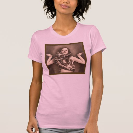 Vintage Retro Women Sideshow Snake Charmer Tee Shirt