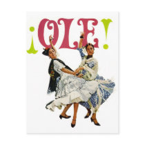 Vintage Retro Women Spainish Flamenco Dancers Ole! Post Cards