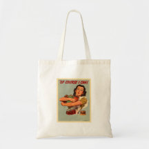 Vintage Retro Women WW2 Of Course I Can! Canvas Bag