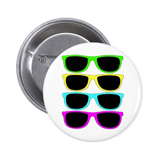 Vintage Rgb Fluo Sunglasses Pinback Buttons