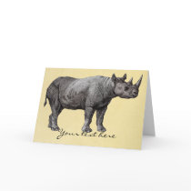 Vintage Rhino Greeting Card