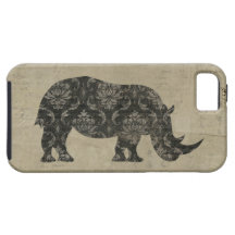 Vintage Rhinoceroses Silhouette iPhone Case iPhone 5 Cover