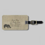 Vintage Rhinoceroses  Silhouette  Luggage Tag luggage tags