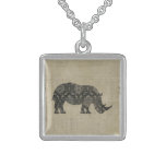 Vintage Rhinoceroses Silhouette Necklace
