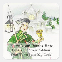 Vintage Ringing In Christmas Address Label Sticker