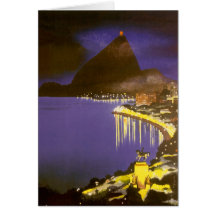 Vintage Rio De Janeiro at Night Cards