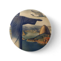 Vintage Rio De Janeiro, Christ the Redeemer Statue Button
