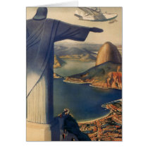 Vintage Rio De Janeiro, Christ the Redeemer Statue Card