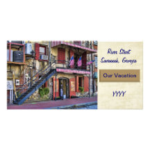 Vintage River Street Vacation Card Template Personalized Photo Card