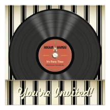 Vintage Rock Vinyl Record Party Invitations