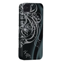 Vintage Rococo Black Silk Barely There Case iPhone 4 Case