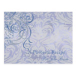Vintage Rococo Blue Bridal Shower Recipe Card Postcards