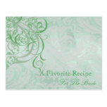 Vintage Rococo Green Bridal Shower Recipe Card Postcards