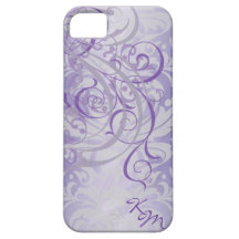 Vintage Rococo Purple Monogram Barely There Case iPhone 5 Cases