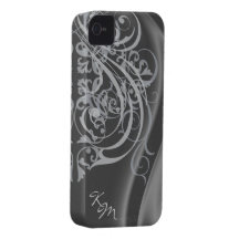Vintage Rococo Silver Silk Barely There Case Case-Mate iPhone 4 Cases