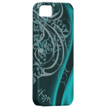 Vintage Rococo Teal Silk Barely There Case iPhone 5 Cases
