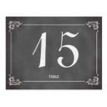 Vintage romantic chalkboard wedding table number post card