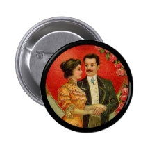 Vintage Romantic Couple Valentine Button