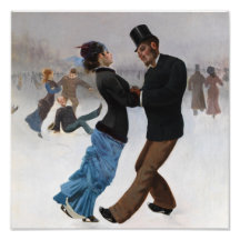 Vintage Romantic Ice Skaters Photo Art