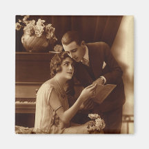 Vintage Romantic Music, Love and Romance Newlyweds Magnet