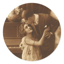 Vintage Romantic Music Round Stickers