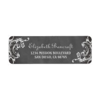 Vintage romantic scroll chalkboard return address labels