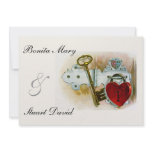 Vintage Romantic Wedding Heart Lock and Key invitations
