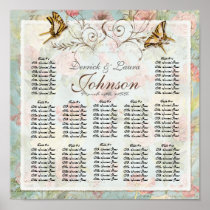 Vintage Rose n Birds Reception Table Seating Chart