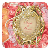 Vintage rose pearls wedding bride groom