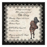Vintage Rose Zebra Shadow Baby Invitation