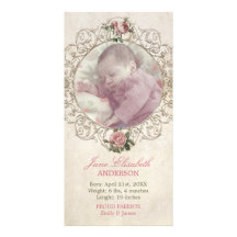 Vintage Roses Baby Announcement photocard Photo Cards