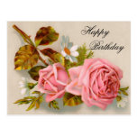 Vintage Roses Birthday Postcard