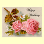 Vintage Roses Birthday Postcard postcards