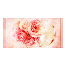 Vintage roses in the vase custom photo card