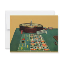 Vintage Roulette Table with Gambling Chips Custom Invitations