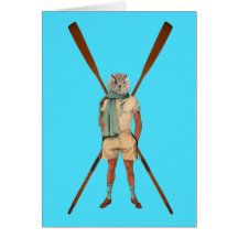 Vintage rowing gifts greeting cards