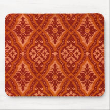 Vintage Ruby Red Damask Designer Mousepads