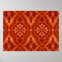 Vintage Ruby Red Damask Designer Poster Print
