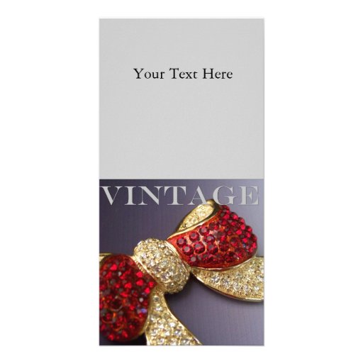 Vintage Ruby Rhinestone Bow Photo Cards